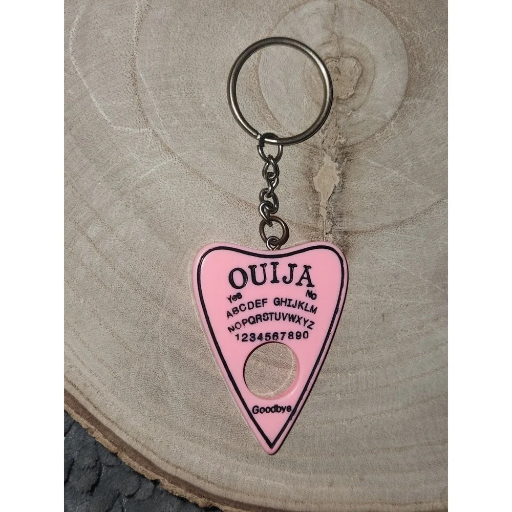 OUIJA BOARD KEY RING Pink & Black Bag Clip Gothic Vintage Keychain